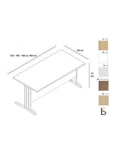 Bureau rectangulaire Practika P1 – Quadrifoglio