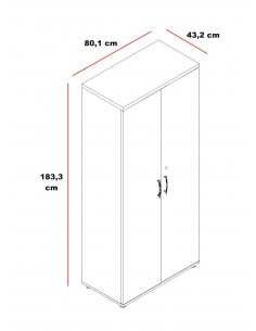 Armoire haute avec portes battantes équipée d’étagères - MDD 2