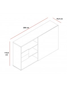 Armoire de bureau avec porte coulissante en stratifié, différents coloris disponibles, tiroirs de rangement de série. 2