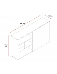 Armoire de bureau avec porte coulissante en stratifié, différents coloris disponibles, tiroirs de rangement de série. 2