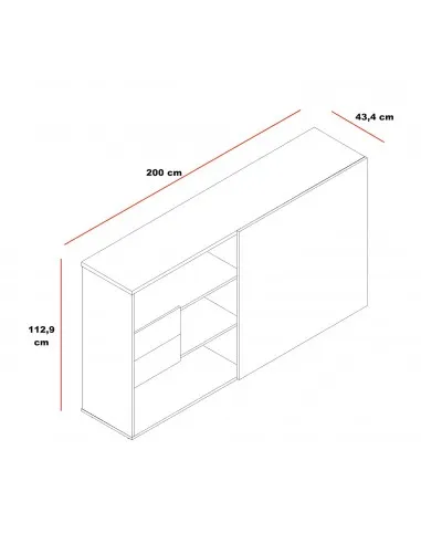 Armoire de bureau avec porte coulissante en stratifié, différents coloris disponibles, tiroirs de rangement de série.