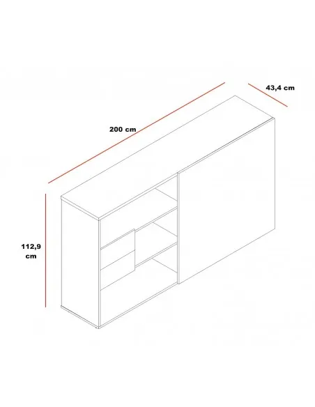 Armoire de bureau avec porte coulissante en stratifié, différents coloris disponibles, tiroirs de rangement de série.