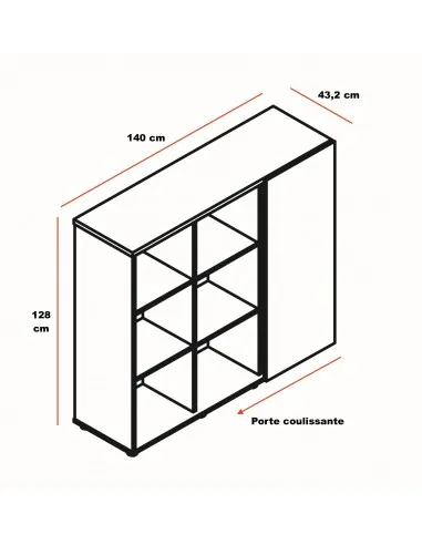 Armoire moyenne avec porte coulissante - MDD