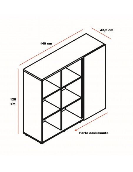 Armoire moyenne avec porte coulissante - MDD