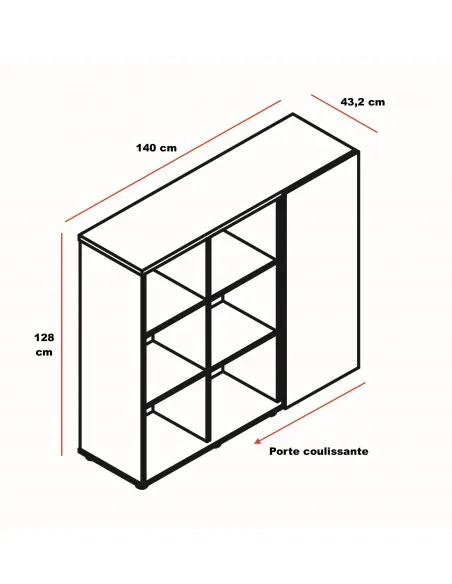 Armoire moyenne avec porte coulissante - MDD
