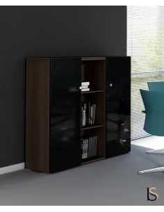 Armoire bibliothèque avec portes battantes brillantes – MDD