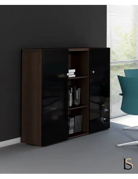 Armoire bibliothèque avec portes battantes brillantes – MDD