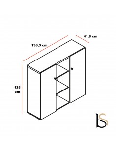 Armoire bibliothèque avec portes battantes brillantes – MDD 2