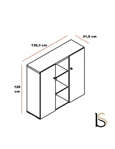 Armoire bibliothèque avec portes battantes brillantes – MDD