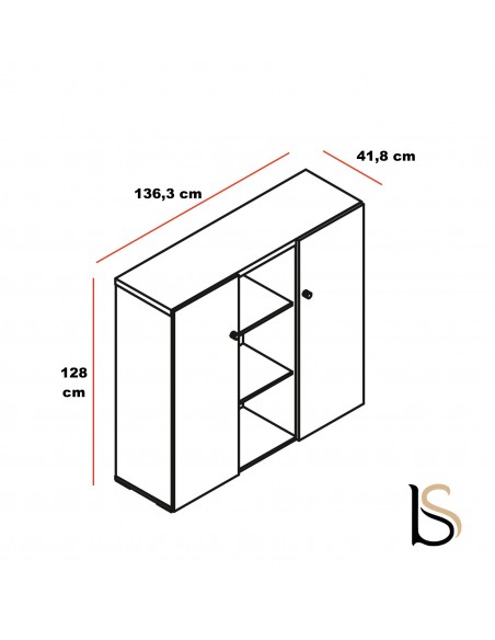 Armoire bibliothèque avec portes battantes brillantes – MDD