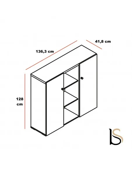 Armoire bibliothèque avec portes battantes brillantes – MDD