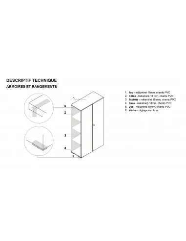 Armoire bibliothèque avec portes battantes brillantes – MDD