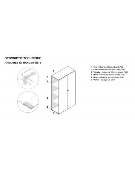 Armoire bibliothèque avec portes battantes brillantes – MDD