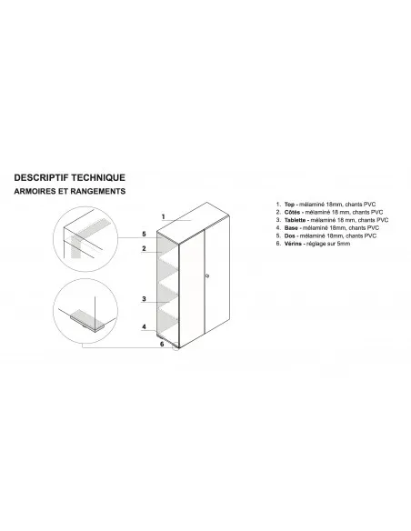 Armoire bibliothèque avec portes battantes brillantes – MDD