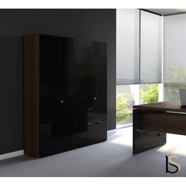Armoire bibliothèque avec portes battantes brillantes – MDD
