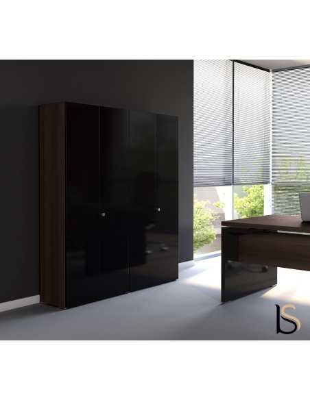 Armoire bibliothèque avec portes battantes brillantes – MDD