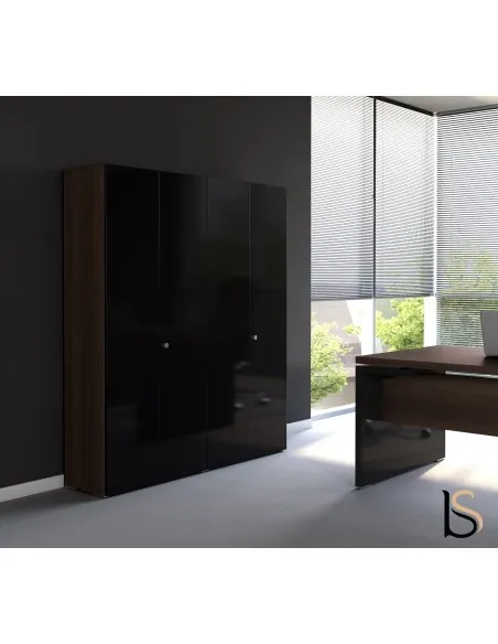 Armoire bibliothèque avec portes battantes brillantes – MDD