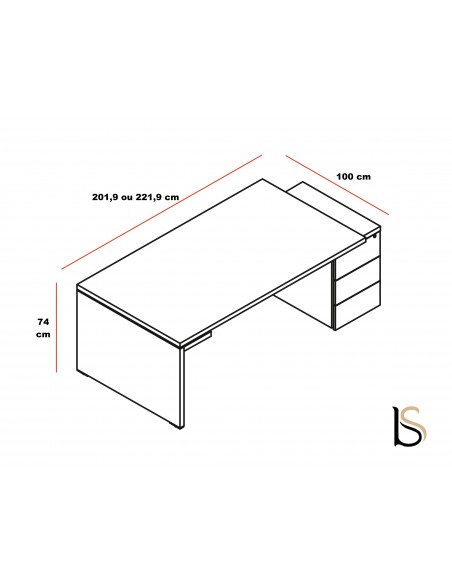 Bureau de direction Mito avec caisson - MDD