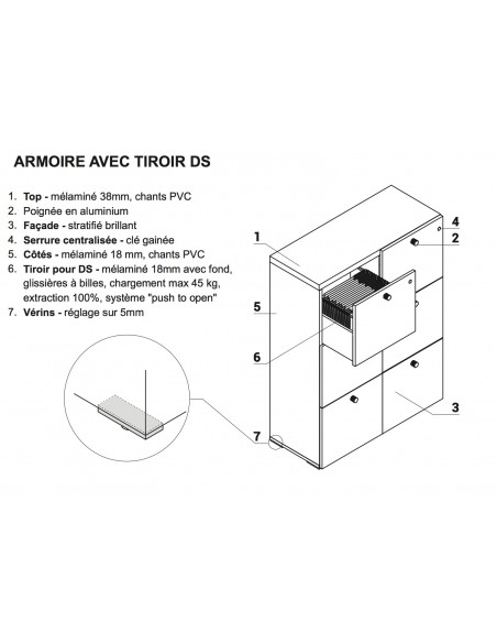 Armoire de rangement pour dossiers suspendus Mito – MDD