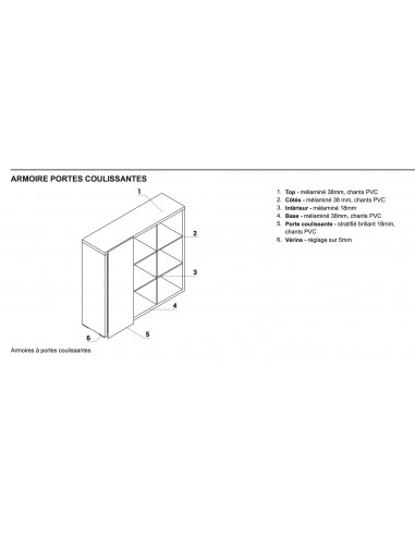 Bibliothèque avec porte coulissante Mito - MDD