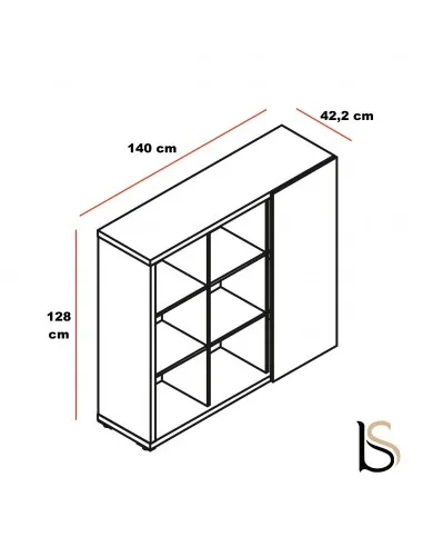 Bibliothèque avec porte coulissante Mito - MDD
