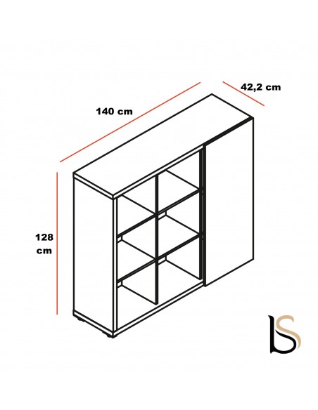 Bibliothèque avec porte coulissante Mito - MDD