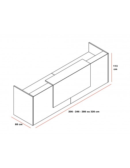 Banque d'accueil droite modèle Z2, ton bois - Officity