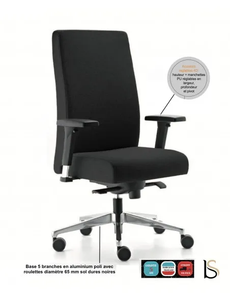 Fauteuil Manager en tissu Bost - Sokoa