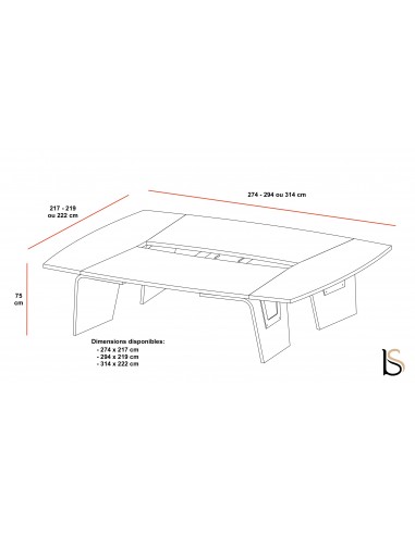 Table de réunion Larus pour 8 à 10 personnes – Dellarovere