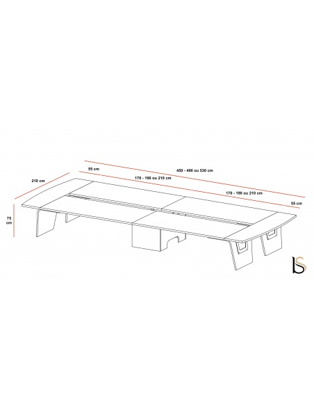 Table de réunion Larus pour 14 à 18 personnes – Dellarovere