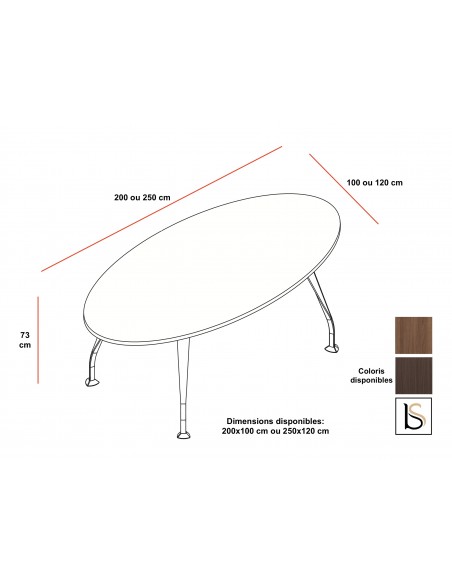 Table de réunion Segno forme ovale – Dellarovere