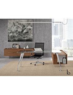 Bureau de Direction en verre Segno avec crédence – Dellarovere 2