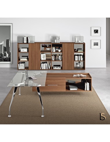 Bureau de Direction en verre Segno avec crédence – Dellarovere