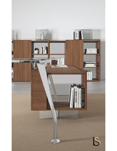 Bureau de Direction en verre Segno avec crédence – Dellarovere