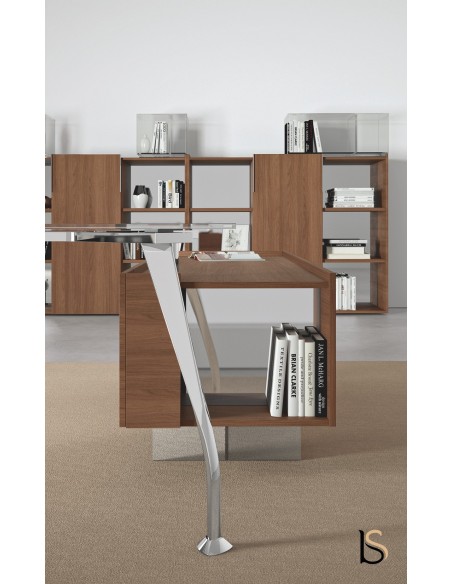 Bureau de Direction en verre Segno avec crédence – Dellarovere