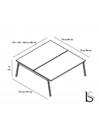 Bureau bench 2 personnes Ogi Wood – MDD.