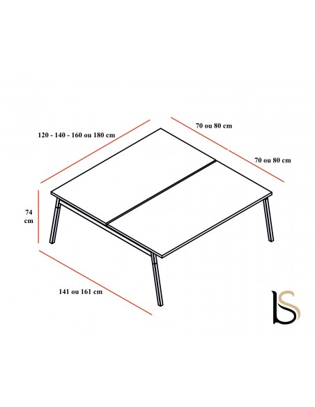 Bureau bench 2 personnes Ogi Wood – MDD.