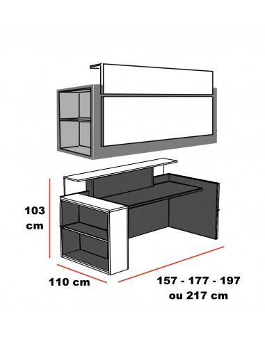 Banque d'accueil Avant avec étagère- Ofitres