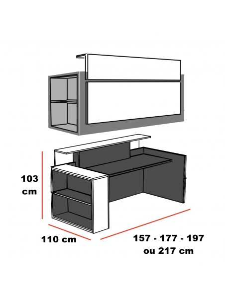 Banque d'accueil Avant avec étagère- Ofitres