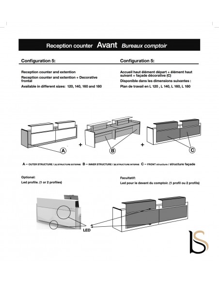 Banque d'accueil 2 personnes Avant - Ofitres