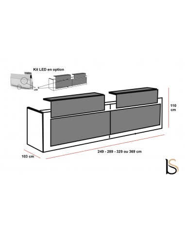 Banque d'accueil 2 personnes Avant - Ofitres