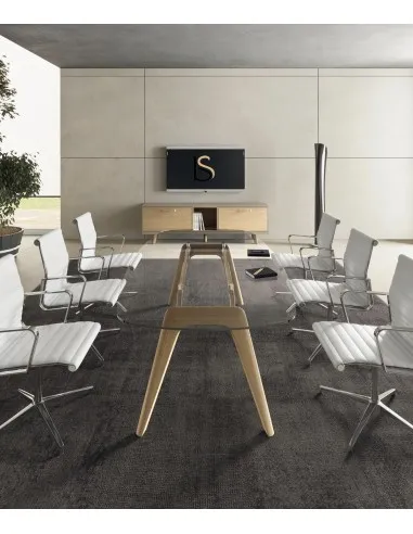Table de réunion Rail en verre– Bralco.
