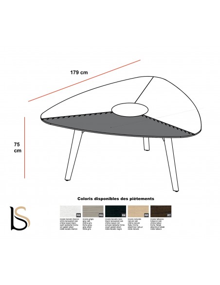 Table de réunion triangulaire Rail avec cuir– Bralco