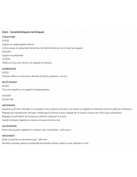 Fauteuil bureautique Zack - Sitek