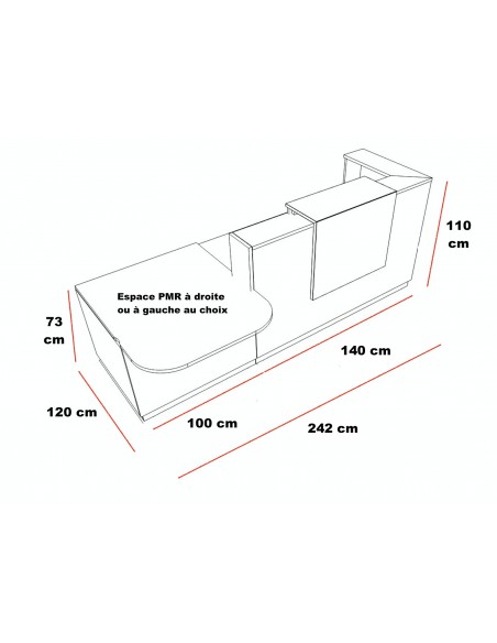 Banque d'accueil Delta avec accès PMR - Mobel Linea