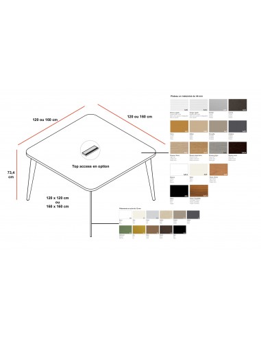 Table de réunion carrée Blade - Alea