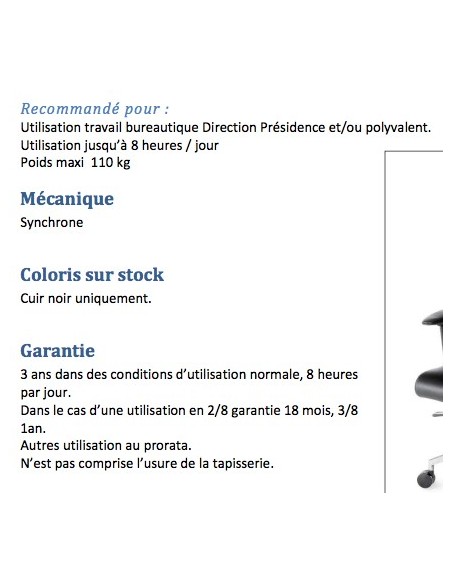 Fauteuil Président Quentin en cuir avec système synchrone - Sitek