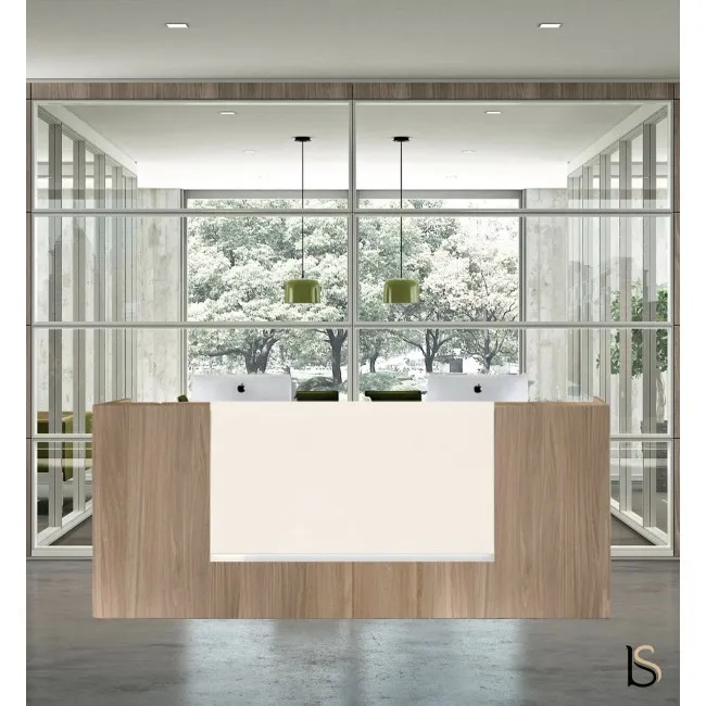 Banque d'accueil droite modèle Z2, ton bois - Officity