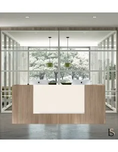 Banque d'accueil droite modèle Z2, ton bois - Officity