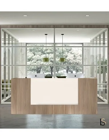 Banque d'accueil droite modèle Z2, ton bois - Officity